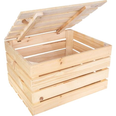 Grande Boîte de Rangement en Bois Naturel 50 x 40 x 30 cm