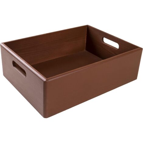 Caisse Bois Rangement avec Poignées Marron 40 x 30 x 13 cm