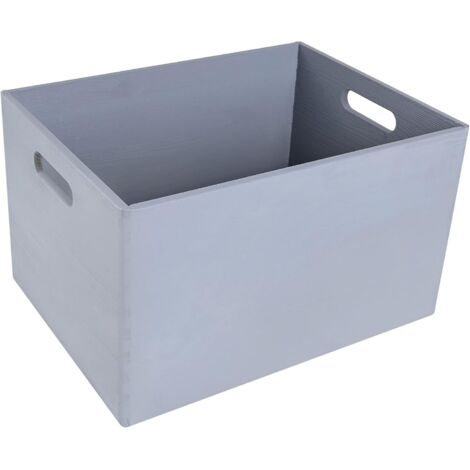 Caisse Bois Rangement avec Poignées Gris 39 x 29 x 23 cm (1/5)