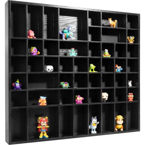 Vitrine Murale en Bois Noire 51 Compartiments - 52 x 46 x 5 cm (1/4)