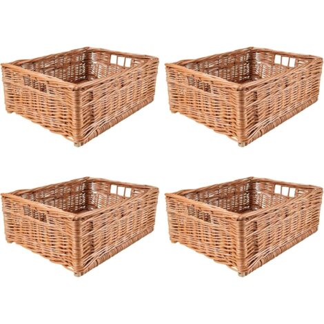 4x Panier de Rangement en Osier Naturel - 40 x 30 x 16 cm