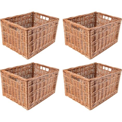 4x Panier de Rangement en Osier Naturel - 40 x 30 x 24 cm