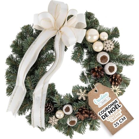 Couronne de Noël Artificielle Crème 35 cm