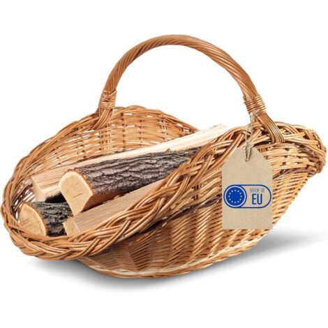 Panier Cheminée Bois Bûches en Osier 67 x 41 x 43 cm