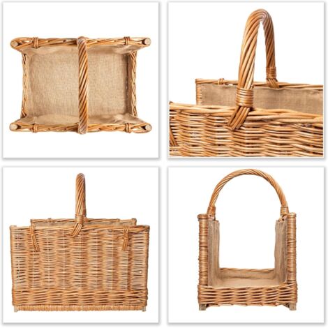 Panier De Rangement En Osier Ovale Creative Home 45x32x43 Cm - Brun Naturel, Poignées Solides, Tissé Main