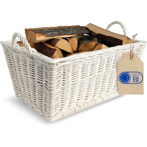 Panier à bois en osier 47 x 33 x 30 cm – Capacité 10 kg – Léger avec poignées – Design naturel pour intérieur