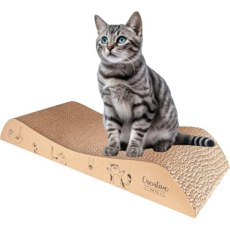 Griffoir Chat Carton à Gratter Protège Meubles 57 x 21 x 8 cm (1/5)