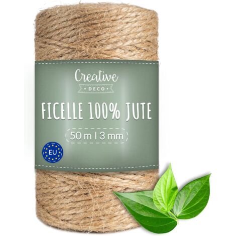 Ficelle en Jute Jardinage Bricolage Décoration 50m 3mm (1/5)