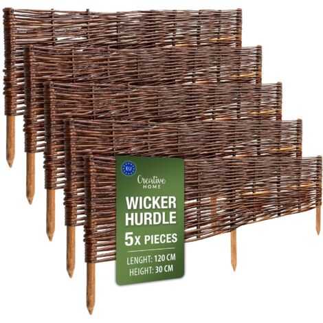 Creative Home Lot de 5 Bordure de Jardin en Saule 120 x 30 cm
