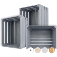 Caisse de Rangement Vintage en Bois Gris - 50 x 40 x 30 cm