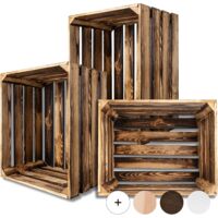 Caisse en bois flammé 50 x 40 x 30 cm – Rangement esthétique pour accessoires et décorations – Matériau naturel et non toxique
