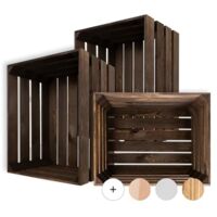 Caisse de Rangement Vintage en Bois Wengé - 50 x 40 x 30 cm