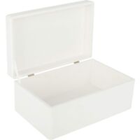 Boîte de Rangement en Bois avec Couvercle Blanc 30 x 20 x 14 cm