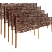 Lot de 5 Bordures Clôture de Jardin en Saule 100 x 30 cm