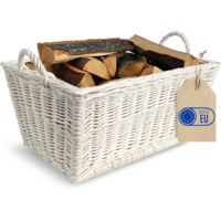 Panier à bois en osier 47 x 33 x 30 cm – Capacité 10 kg – Léger avec poignées – Design naturel pour intérieur