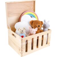 Coffre Boîte De Rangement Jouets en Bois 40 x 30 x 24 Cm