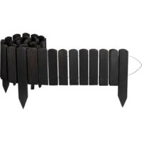 Creative Home Bordure de Pelouse Jardin en Bois 200 x 20 cm Noir