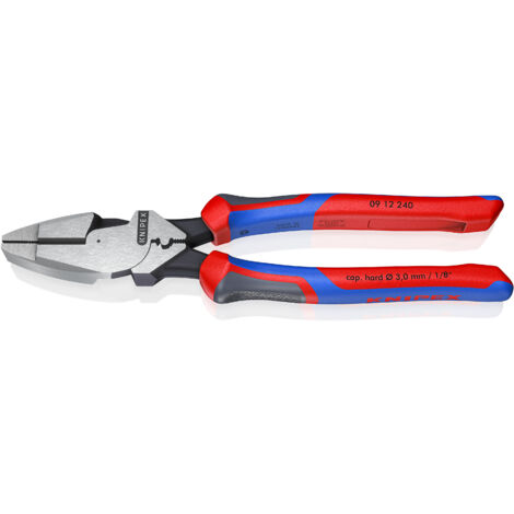 KNIPEX 09 12 240 Kraft-Kombizange "Lineman's Pliers" amerikanisches Modell mit Comfort-Griffen schwarz atramentiert 240 mm