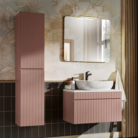 Set di mobili da bagno con lavabo Zelie rosa 80cm