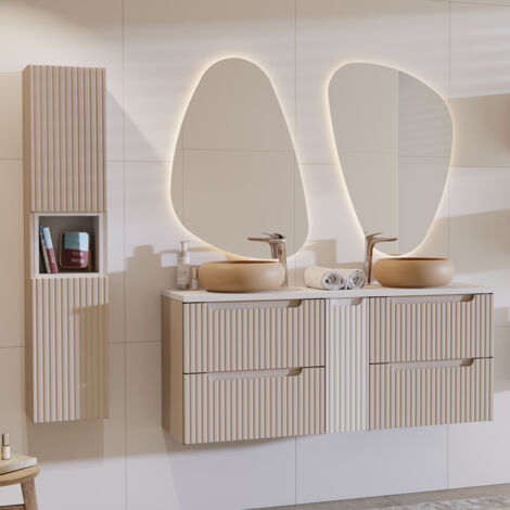 Set di mobili da bagno doppio lavabo Riva cachemire 140cm