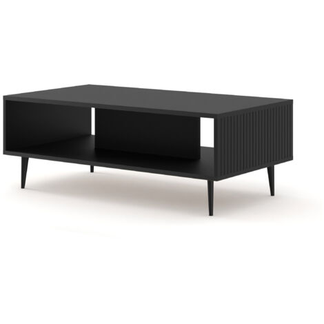 TAVOLINO DA CAFFÈ RAVENNA B IN MDF RIVESTITO 90x60x45 NERO OPACO GAMBE NERE