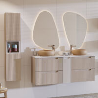 Set di mobili da bagno doppio lavabo Riva cachemire 140cm