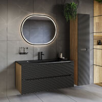 Set di mobili da bagno con lavabo Elora nero e marrone 120cm
