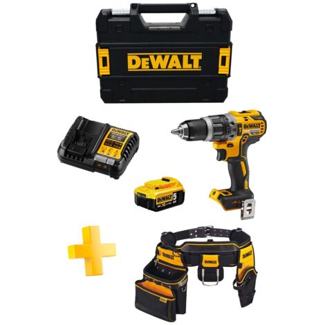 Hammer Drill DeWALT DCD796P1T (1 x 5,0 Ah + DCB1104 + TSTAK II) + Tool-holder belt DeWALT DWST1-75552