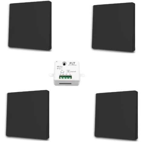 Kit interrupteur va et vient sans fil et sans pile auto alimenté piézoélectrique - 4 boutons émetteurs + 1 récepteur (1/5)