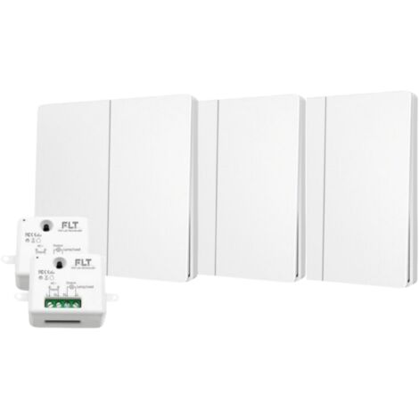 Kit interrupteur va et vient sans fil et sans pile auto alimenté piézoélectrique - 3 boutons double alluamge + 2 récepteurs