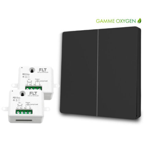 Kit interrupteur sans fil auto-alimenté piézoélectrique – 1 bouton poussoir double allumage + 2 récepteurs – Compatible tous luminaires (1/5)