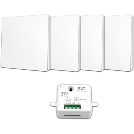 Kit interrupteur va et vient sans fil – 4 boutons émetteurs – Récepteur radio encastrable – Technologie auto-alimentée sans piles