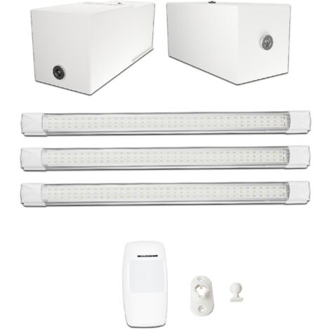 Kit éclairage sans fil garage box cave sous sol - 3 réglettes led - 2 Batteries - 1 Détecteur radio sans fil - Gamme PREMIUM 3300 lumens (1/5)