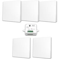 Kit interrupteur va et vient sans fil et sans pile auto alimenté piézoélectrique - 5 boutons émetteurs + 1 récepteur
