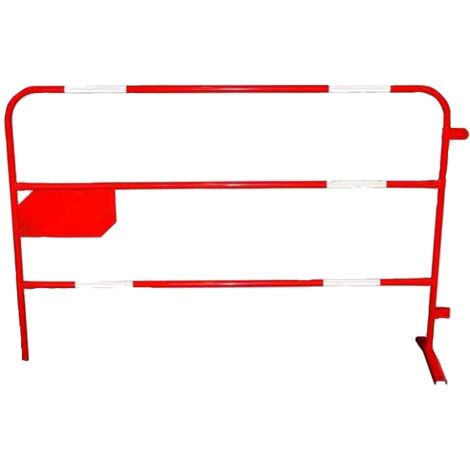 Barrière de chantier en acier rouge Ø 25 mm – Longueur 1,50 m – Hauteur 1 m – Plaque d'identification 150x200 mm