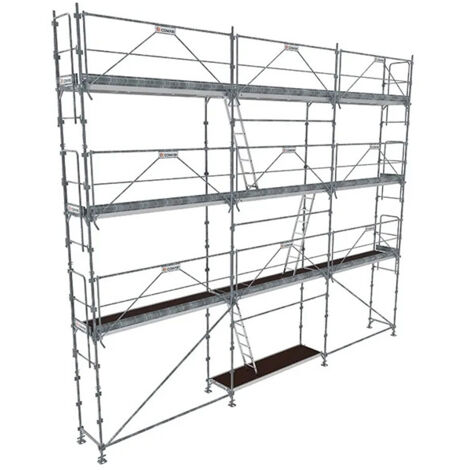 Echafaudage fixe de façade 80m² - Plancher Acier - Structure Acier - Garde-corps Monoblocs - R200GCM-80-SPP/A