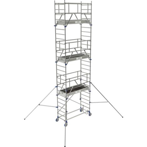 Tubesca Comabi – Échafaudage roulant aluminium 2 Box 180 – Hauteur de travail 6,85 m – Charge admissible 200 kg/m² – Système Ergoblock breveté