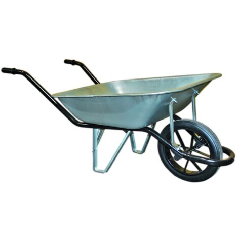 Brouette de jardin 90 litres – Charge maximale 160 kg – Cuve en acier galvanisé – Châssis robuste – Roue pleine Ø 350 mm