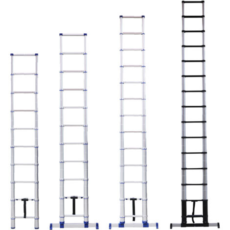 Tubesca Comabi – Échelle simple télescopique 4,40 m – Aluminium – 15 marches – Charge max 150 kg – Pour chantiers humides et espaces confinés
