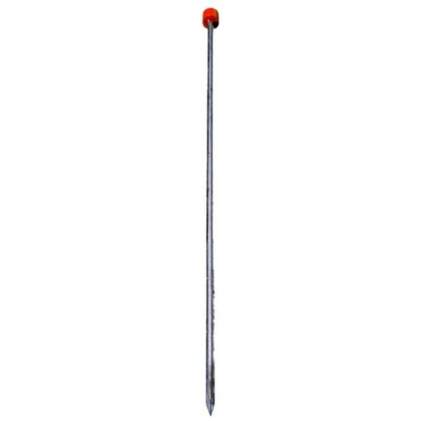 Piquet de terre en acier 1m – Tête ronde rouge – Diamètre 14mm – Pour balisage sur chantiers humides