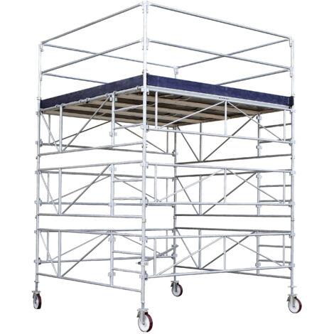 Tubesca Comabi – Tour GENERIS 900 hauteur de travail 4.30 m – Largeur stabilisateurs 3.14 m – Charge maximale 200 kg/m² – Assemblage rapide