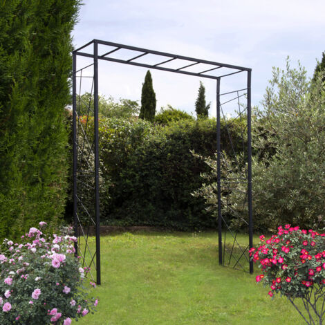 Pergola tube mandala anthracite 156x50x198 cm – Acier époxy résistant aux UV – Montage simple par emboîtement – Tuteur pour plantes grimpantes - CAR25
