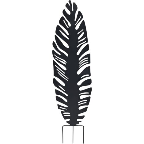 Déco en métal à planter Feuille 40x130 cm Anthracite
