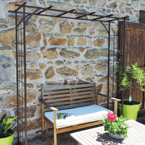 Pergola en fer vieilli 187x40x198 cm – Tubes carrés 20x20 mm – Résistante aux intempéries – Support pour plantes grimpantes - car20 (1/6)