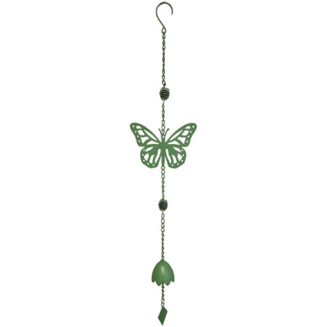 Carillon Métal Papillon Perles 17,5x7x92 cm Vert Pâle Moulin (1/3)