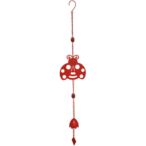 Carillon Métal Coccinelle Perles 17,5x7x92 cm Rouge Moulin (1/3)