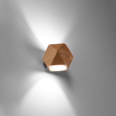 Lampada da parete Woody legno naturale 12x12x14cm Sollux