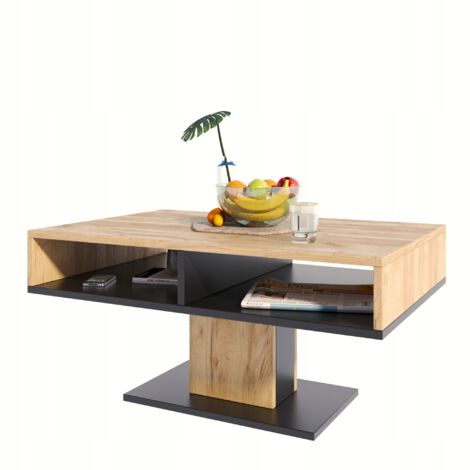 Table basse INES artisanale en chêne noir scandinave PER (1/5)