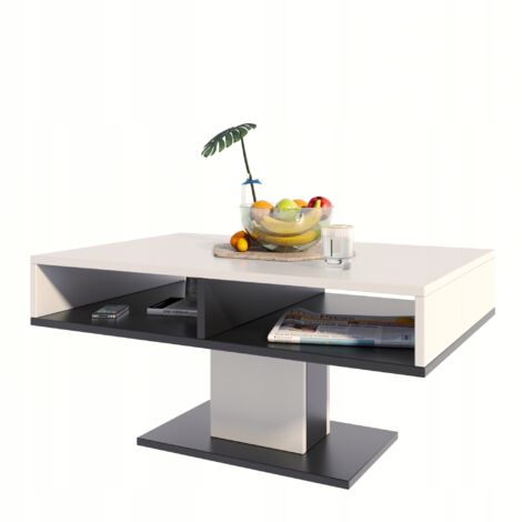Table Basse INES Blanc-noir - Table de salon Style contemporain - 100 x 50 x 50 cm (1/5)
