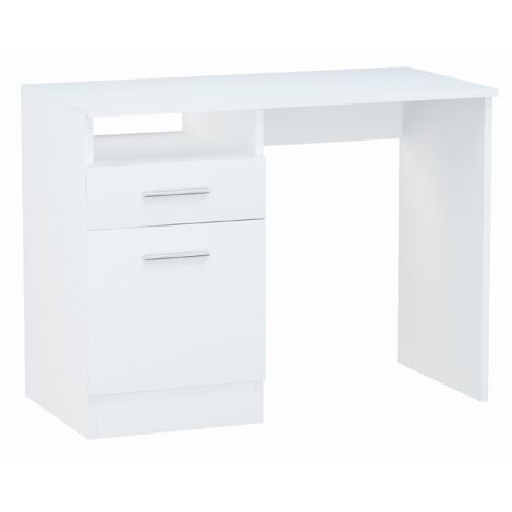 Bureau Informatique avec Rangement, Tiroir Blanc - Table d'ordinateur Style contemporain - 100 x 50 x 75 cm (1/3)